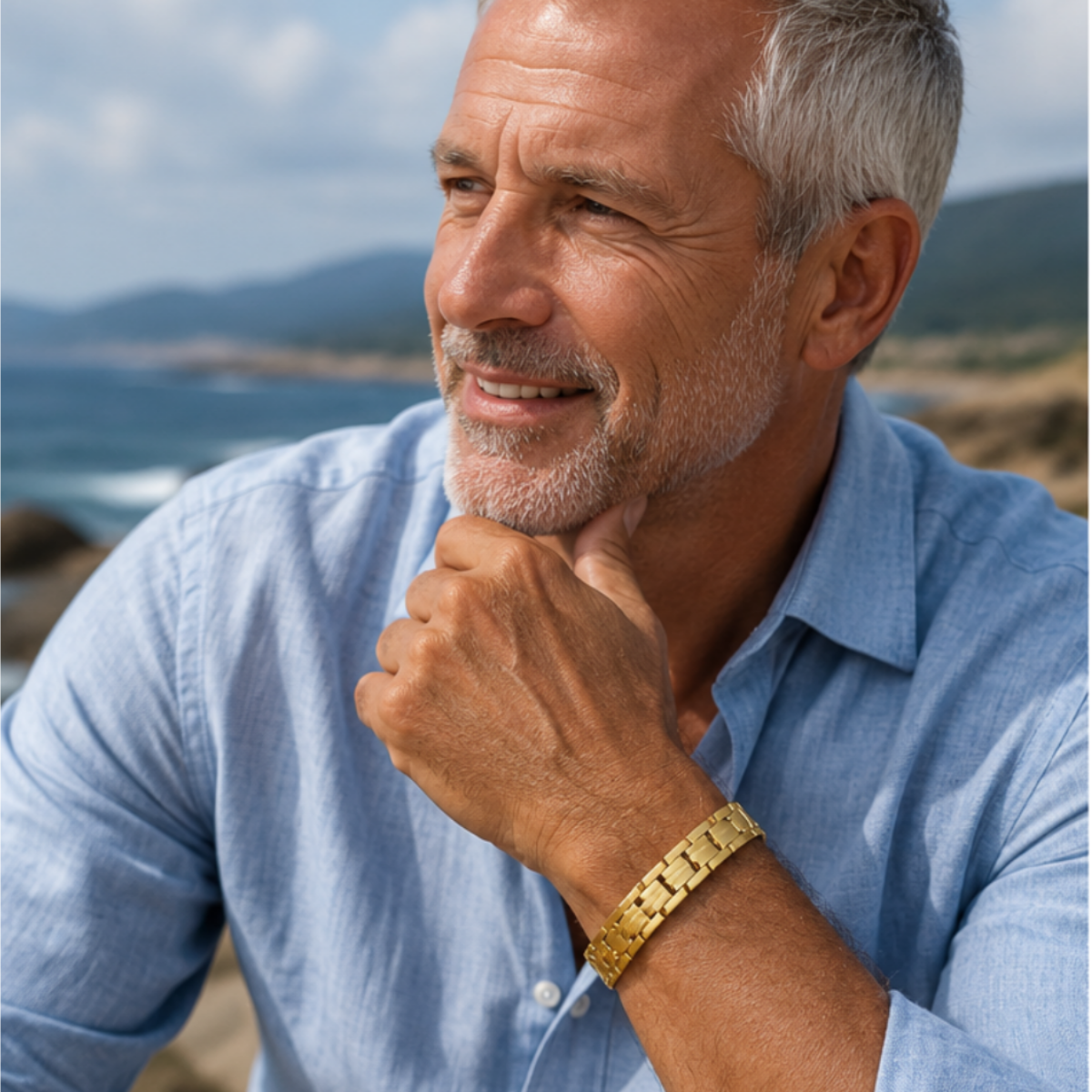 Men's High Power Gold Titanium Magnetic Bracelet