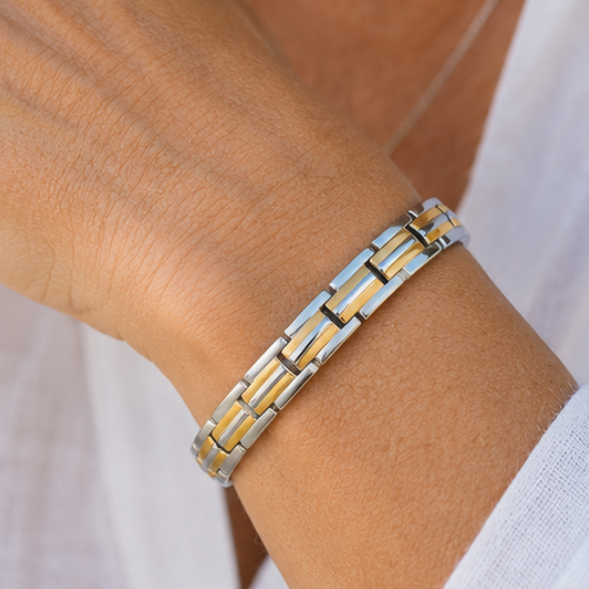 Women's High Power Magnetic Bracelet - Two Tone Rose Gold