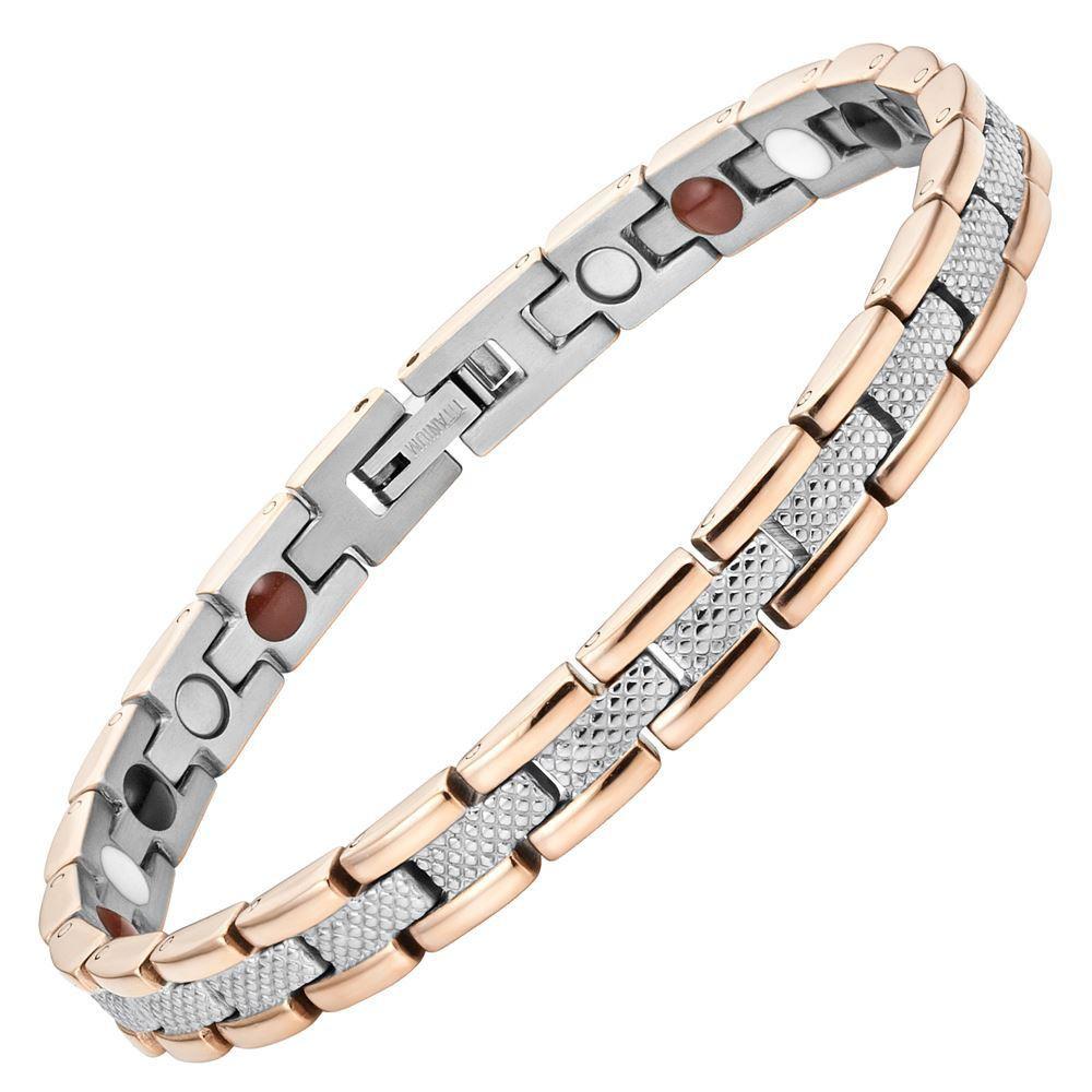 Women's Two Tone Four Element Titanium Magnetic Bracelet