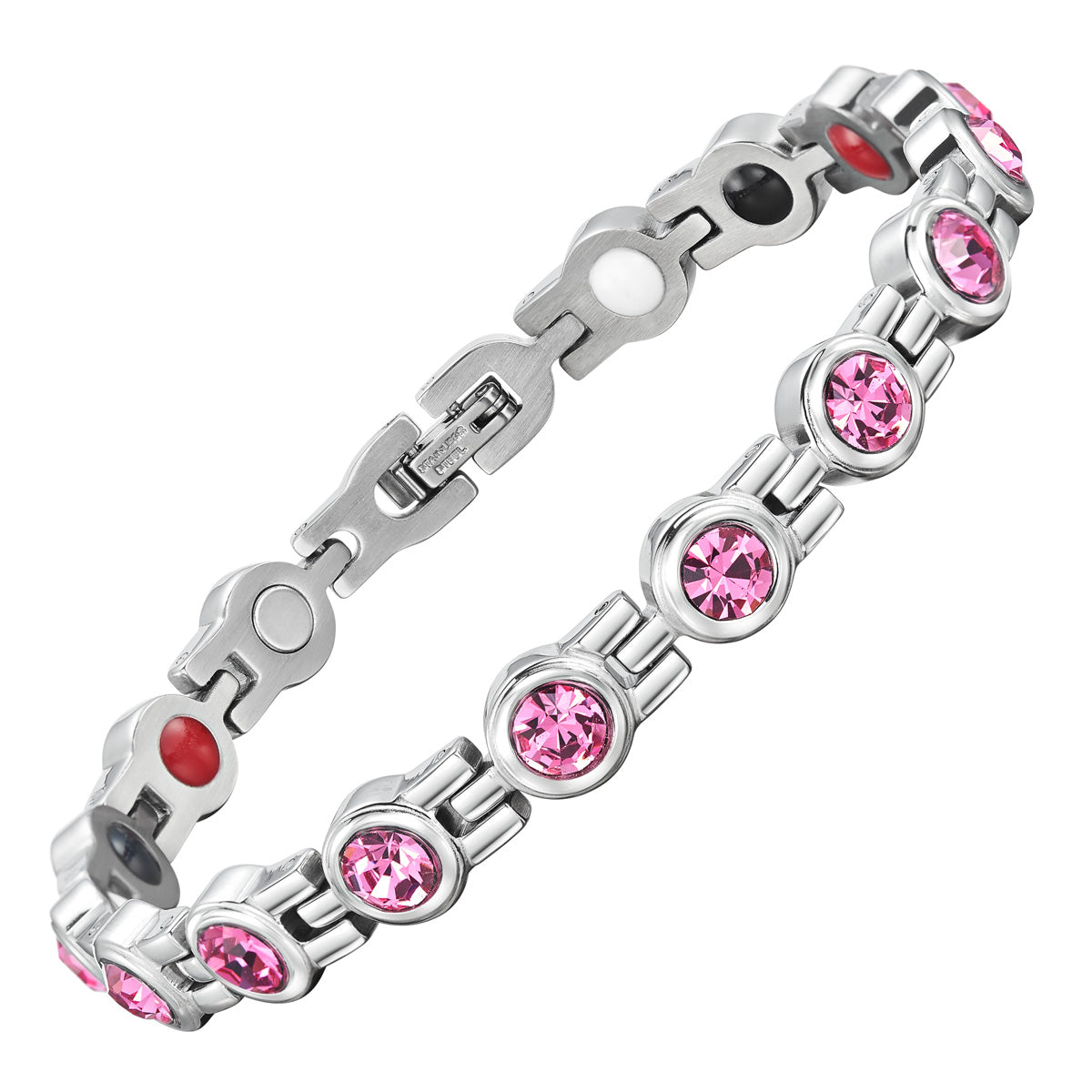 Women's Four Element Magnetic Bracelet with Pink Stone