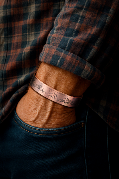 Men's Copper Wolf Magnetic Bangle Bracelet - New Design