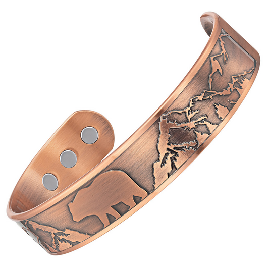Men's Copper Bear Magnetic Bangle Bracelet - New Design