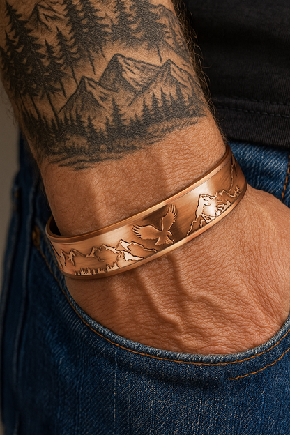 Men's Copper Eagle Magnetic Bangle Bracelet - New Design