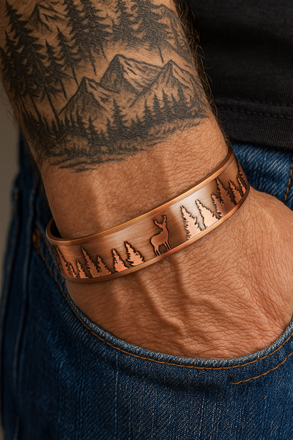 Men's Copper Deer Magnetic Bangle Bracelet - New Design