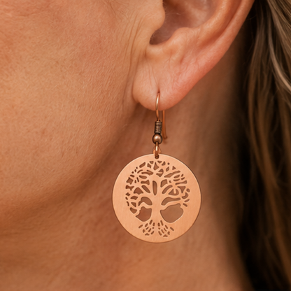 Women's Copper Tree of Life Earrings