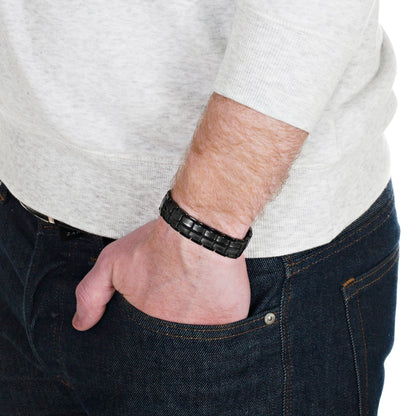 Men's High Power Magnetic Bracelet, Double Magnets Per Link - Black