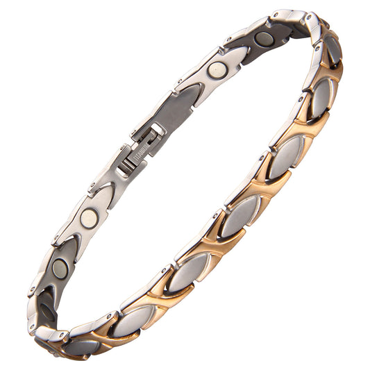 Women's Titanium Magnetic Bracelet - Two Tone Gold