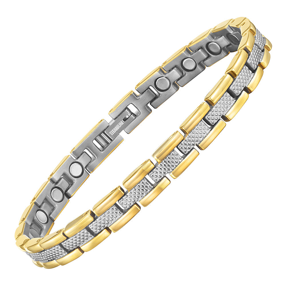 Women's Two Tone Titanium Magnetic Bracelet