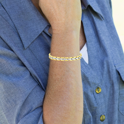 Women's Magnetic Bracelet - Two Tone Gold