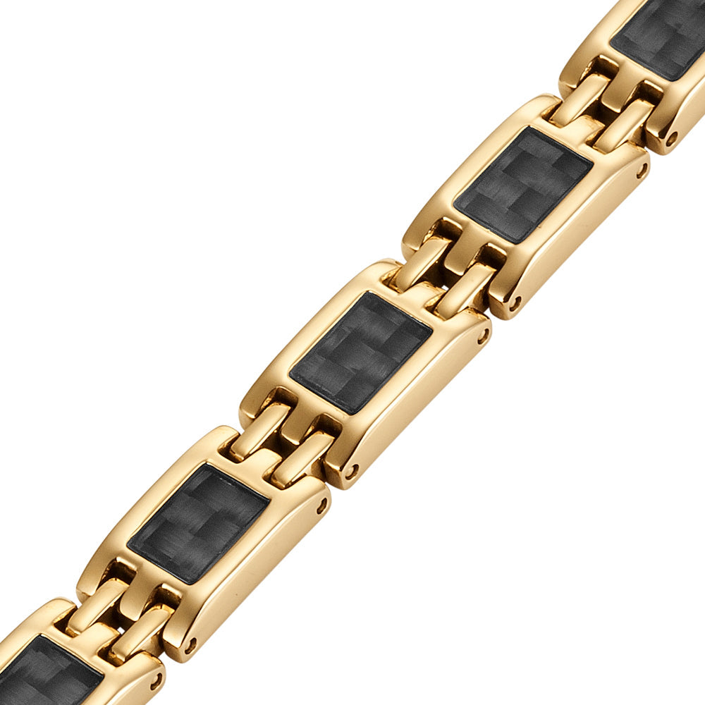 Women's Magnetic Bracelet - Gold with Black Carbon Fiber