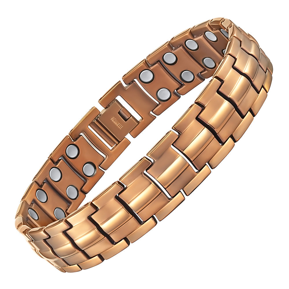 Men's Double Row Titanium Magnetic Bracelet - Bronze Tone