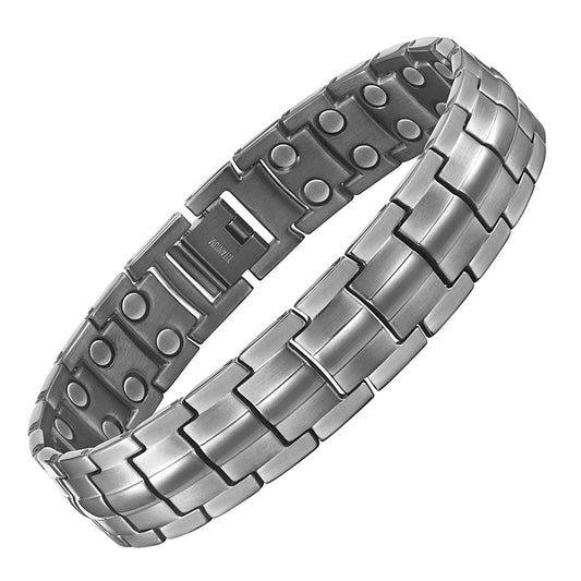 Men's High Power Magnetic Bracelet, Double Magnets Per Link - Dark Gray
