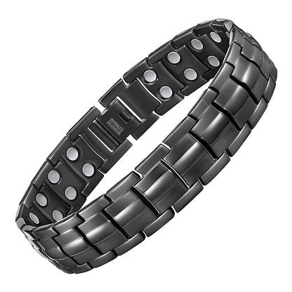Men's High Power Magnetic Bracelet, Double Magnets Per Link - Black