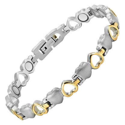 Women's Magnetic Bracelet - Two Tone Heart