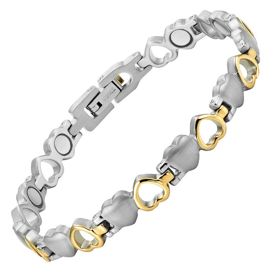 Women's Magnetic Bracelet - Two Tone Heart