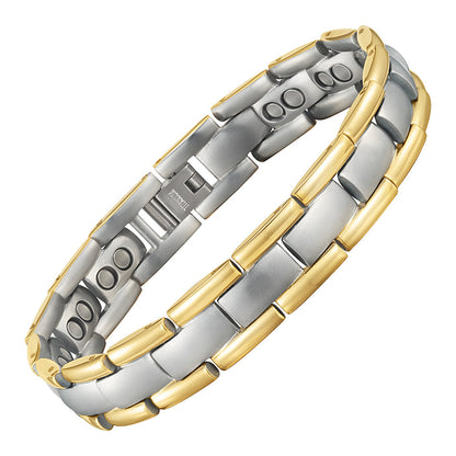 Men's Double Row Titanium Magnetic Bracelet - Two Tone
