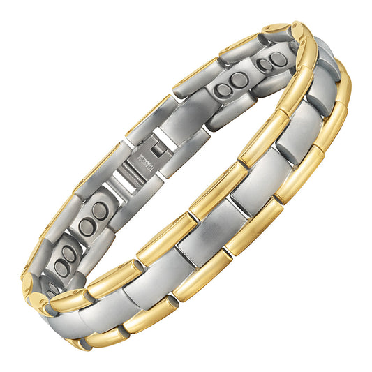 Men's Double Row Titanium Magnetic Bracelet - Two Tone