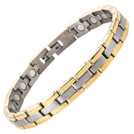 Women's Titanium Magnetic Bracelet - Two Tone Gold