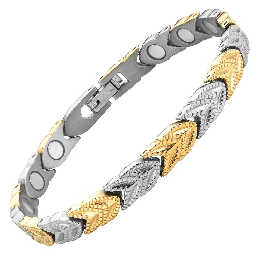 New Women's Two Tone Titanium Magnetic Bracelet